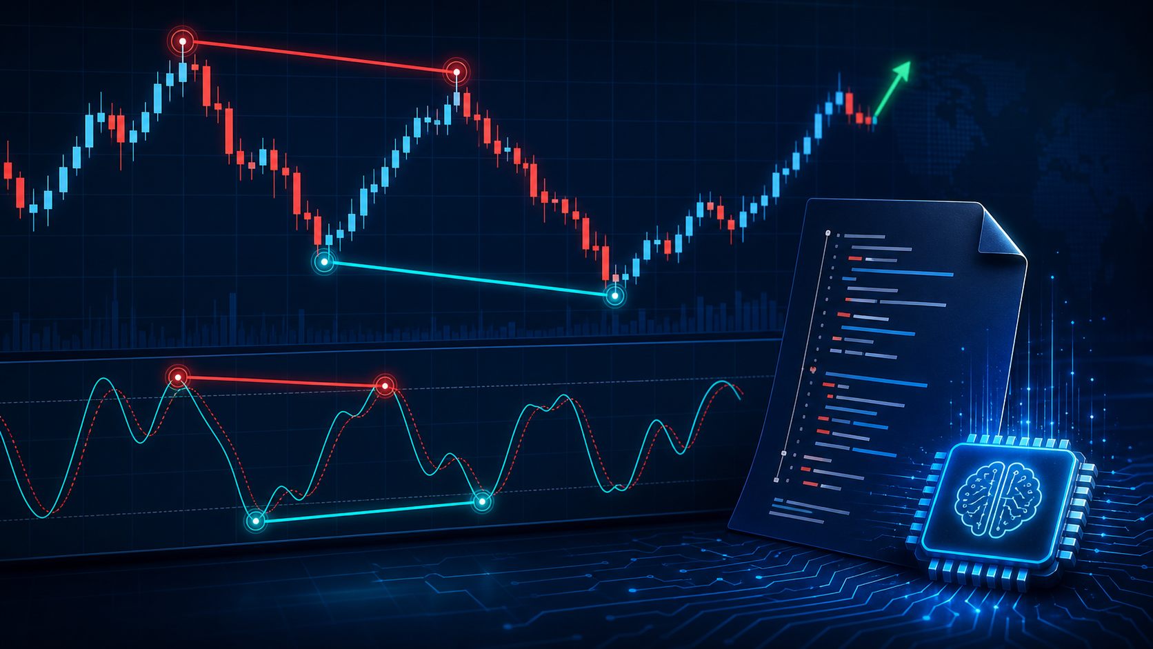 Indicatore di divergenze stocastico creato con AI in MQL4